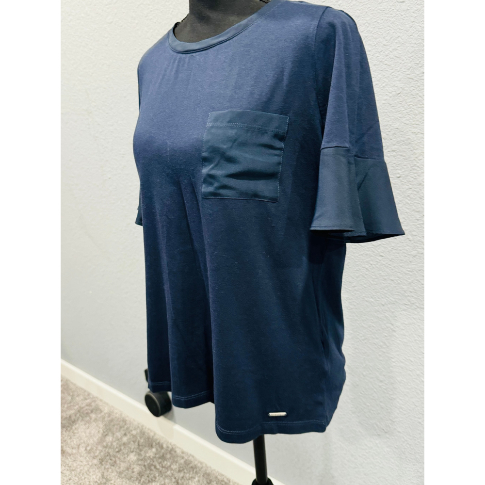 Nautica Women's Navy Blue Short Sleeve Pocket Tee - Size Large - Picture 2 of 8